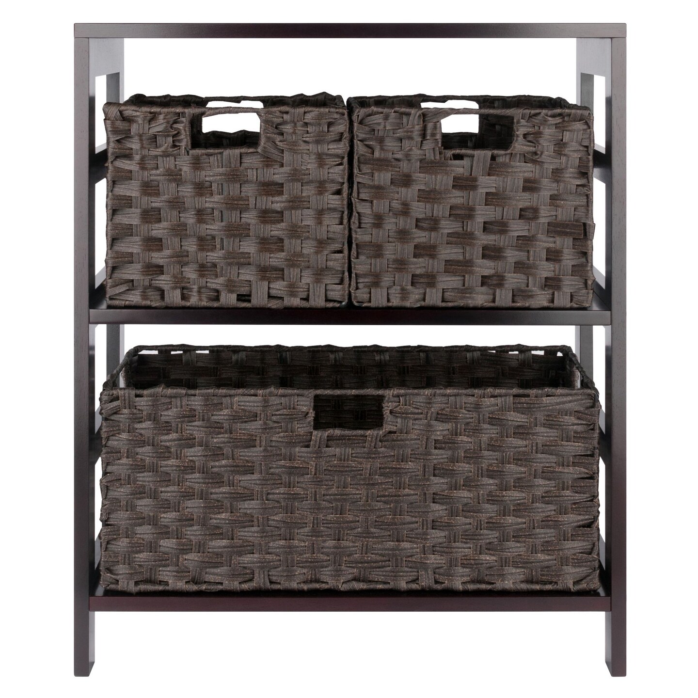 Contemporary Home Living 4 Pc Storage Shelf with 3 Foldable Woven ...