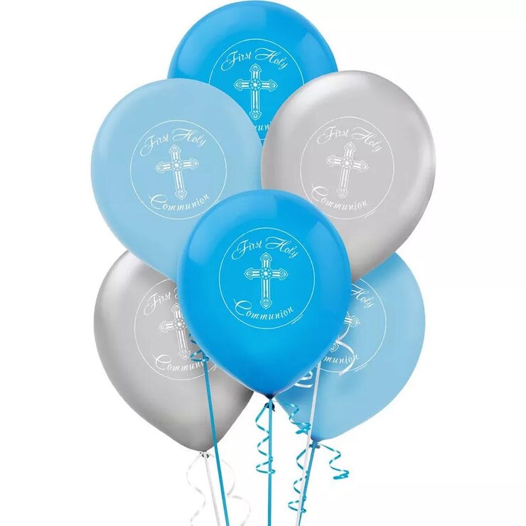 Communion Printed Latex Balloons - Blue