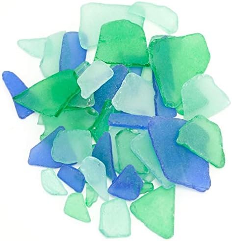Sea Glass 11oz Dark Blue Green and Light Blue Tumbled Sea Glass Decor Bulk Seaglass Pieces for Beach Wedding Decor and Crafts