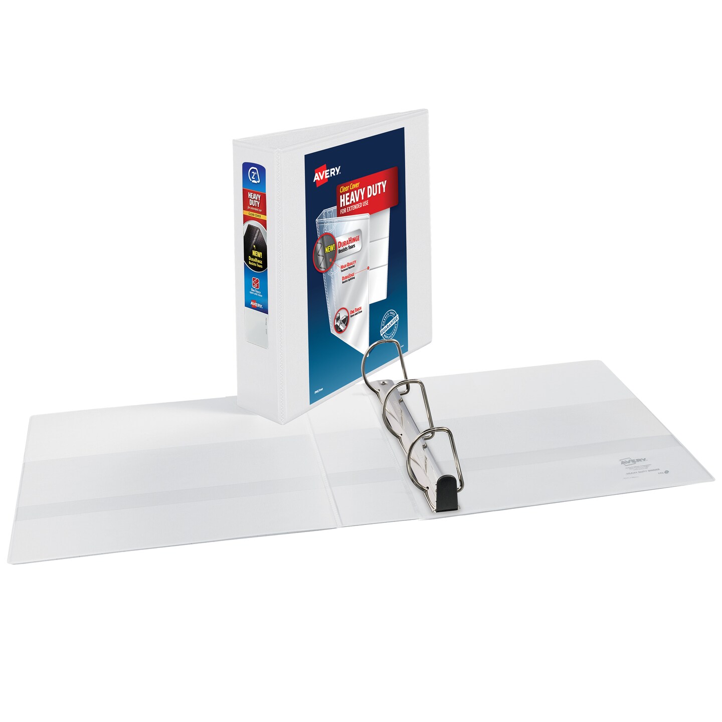 Avery Heavy-Duty View 3 Ring Binders, 2&#x22; One Touch Slant Rings, 4 White Binders (79790)