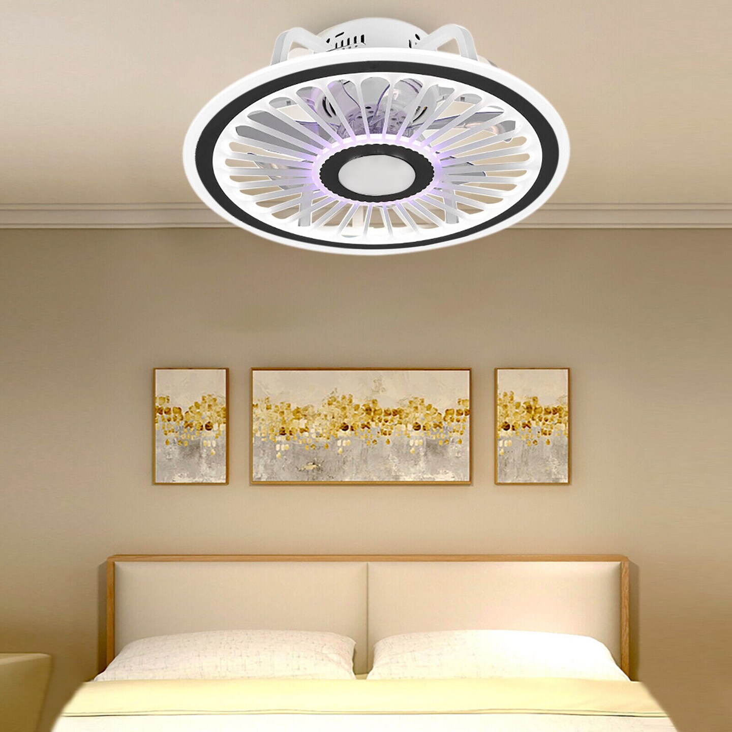Kitcheniva Modern Semi Flush Mount Lamp Ceiling Fan Chandelier With Remote