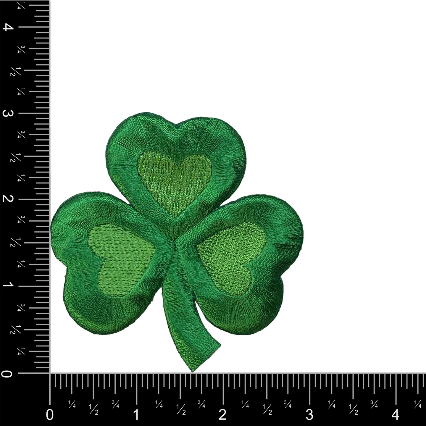 2.75" Green Shamrock with Heart-shaped Leaves, Clover, Embroidered, Iron on Patch