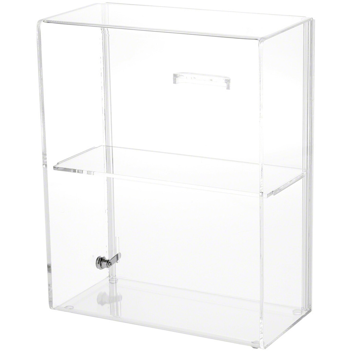 Plymor Clear Acrylic Sliding Door Locking Display Case, 1 Shelf