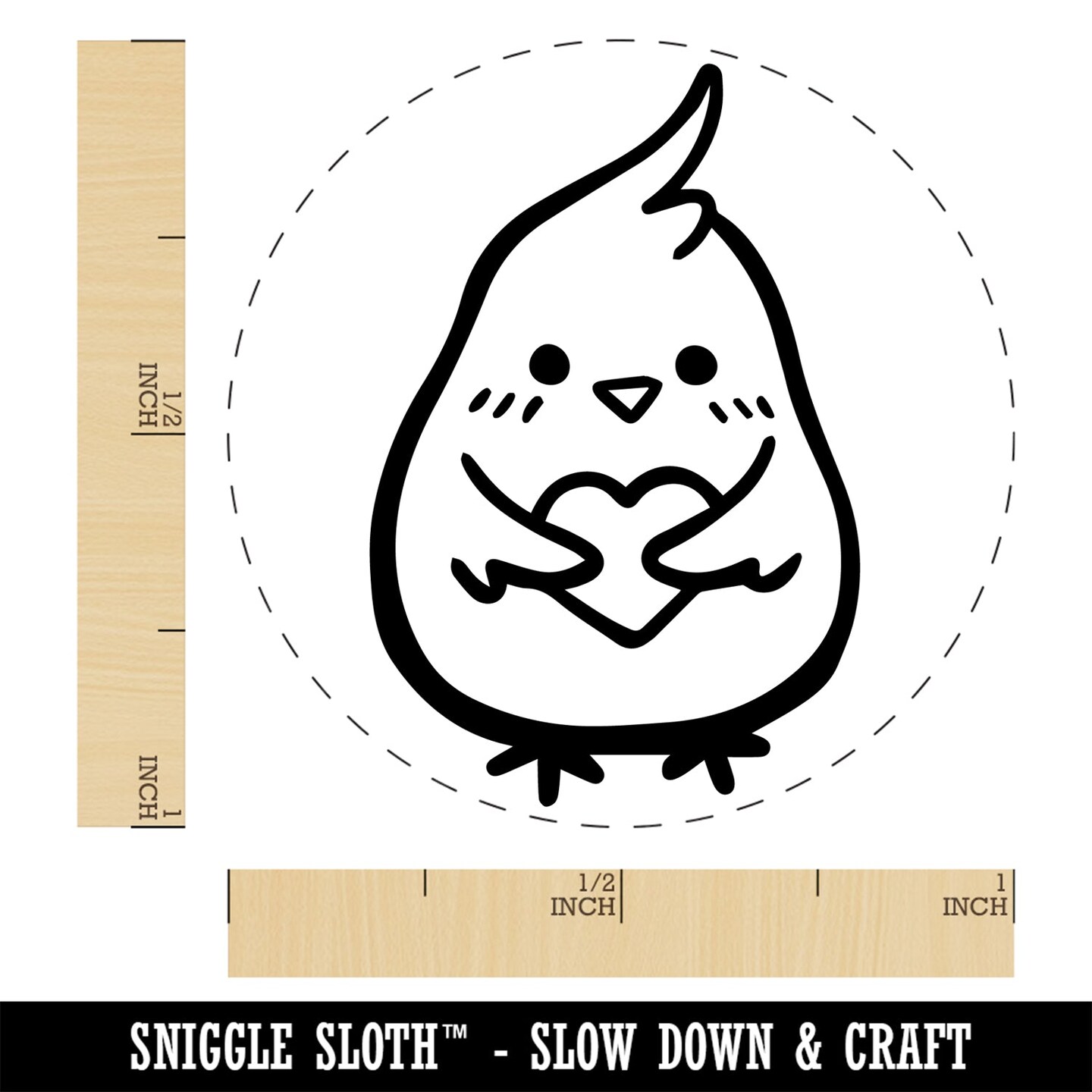 Cockatoo Holding Heart Self-Inking Rubber Stamp Ink Stamper for Stamping Crafting Planners