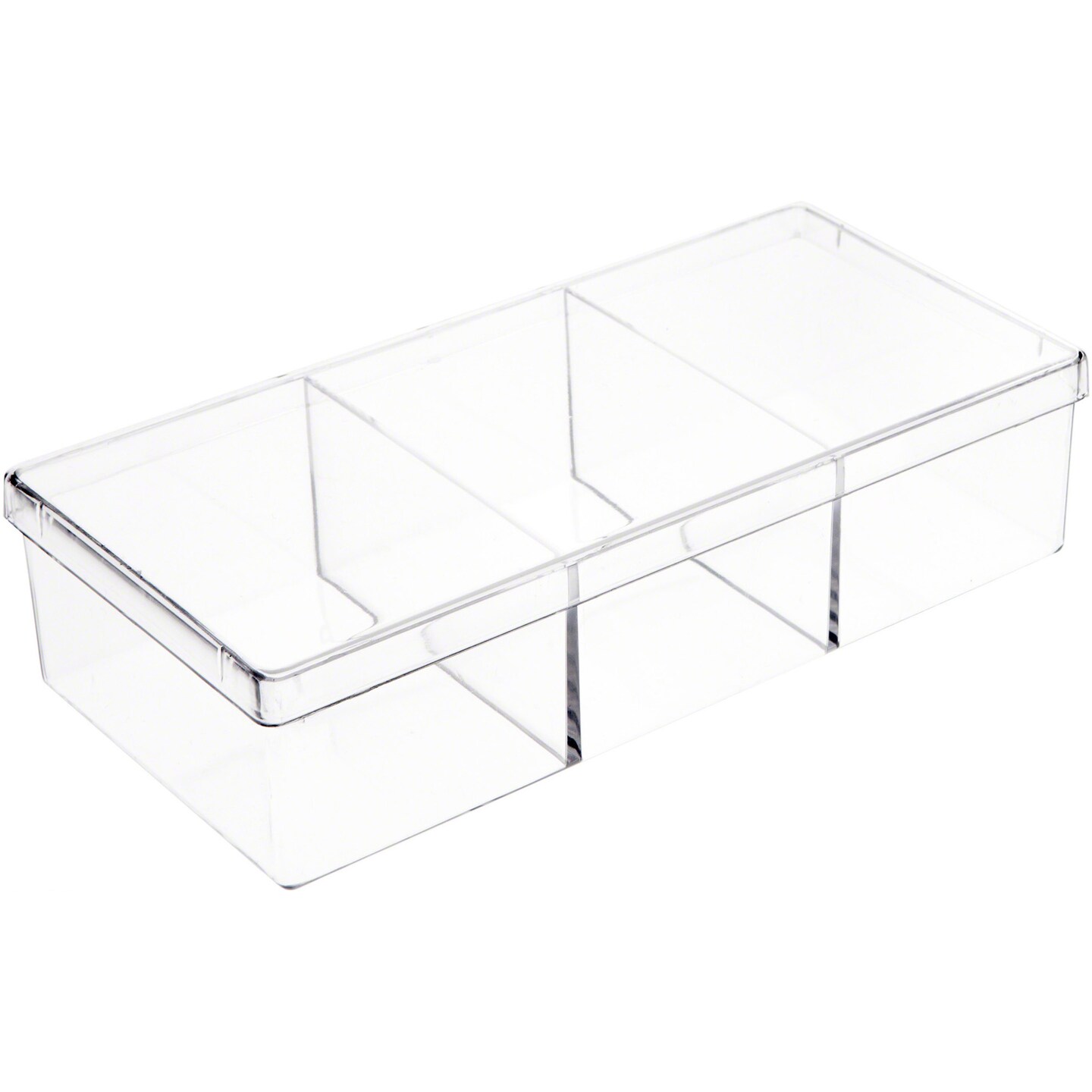 Pioneer Plastics 182C Clear Rectangular Plastic Container with Dividers, 6.75&#x22; W x 3.1875&#x22; D x 1.625&#x22; H