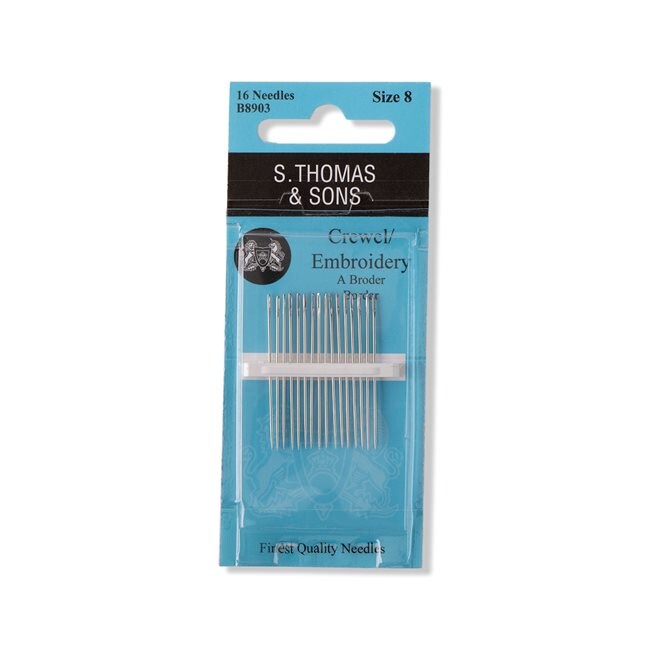 Hand Sewing Needles - Crewel / Embroidery --- Size 8 --- by S. Thomas &#x26; Sons&#xAE;