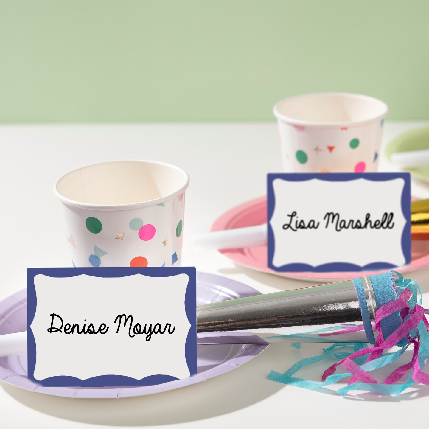 Avery Customizable Name Tags, 2-1/3" x 3-3/8", White with Blue Border, 6 Packs of 100, 600 Removable Name Badges Total (44144)