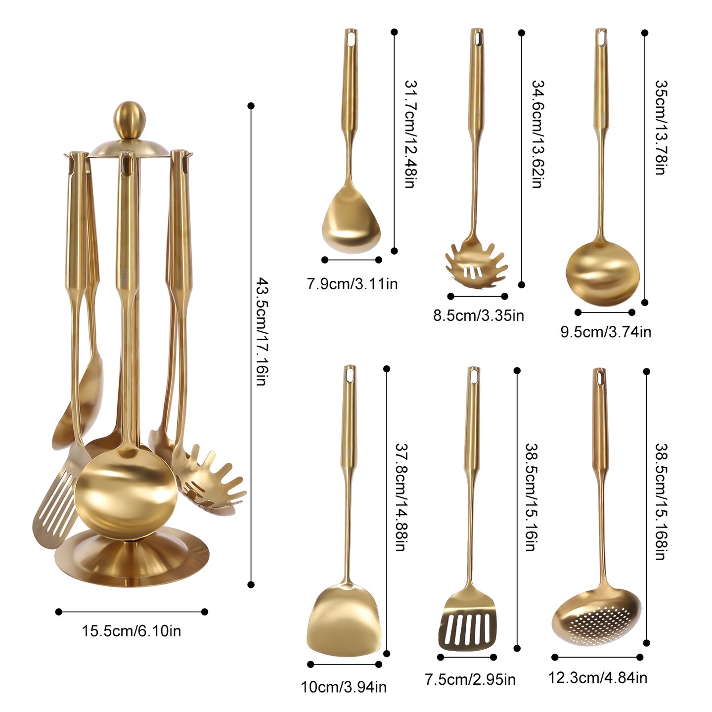 Kitcheniva 7pcs Stainless Steel Utensils Holder Set Stand