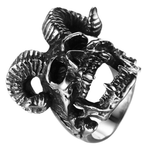 Men's Stainless Steel Gothic Black Skull Ring