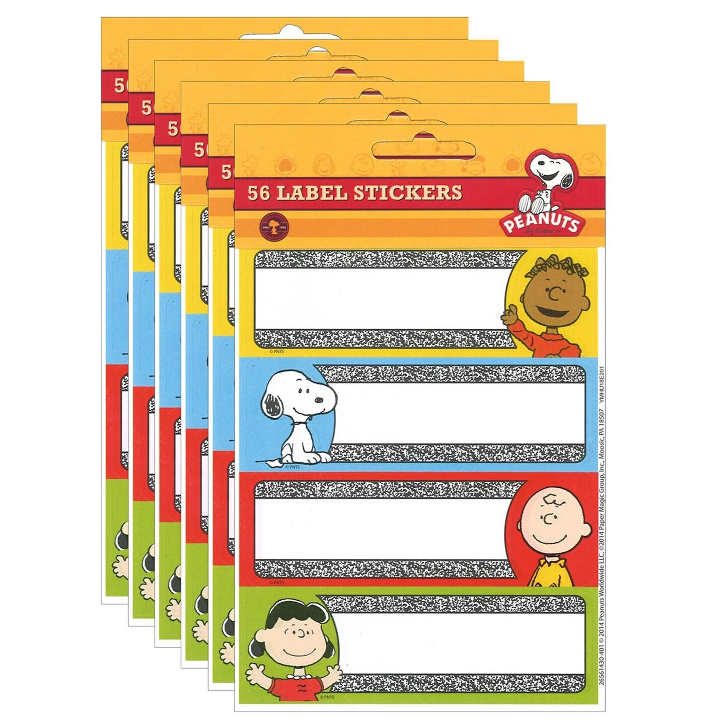 Peanuts&#xAE; Composition Label Stickers, 56 Per Pack, 6 Packs