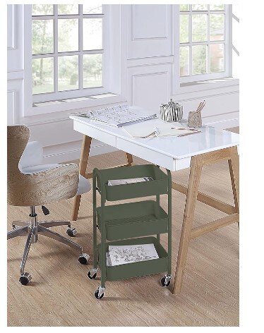 Mobile Utility Cart Kitchen/Under Desk Cart with Caster Wheels (Army, Compact, 15.5&#x22; x 26.8&#x22; x 10.27&#x22;)