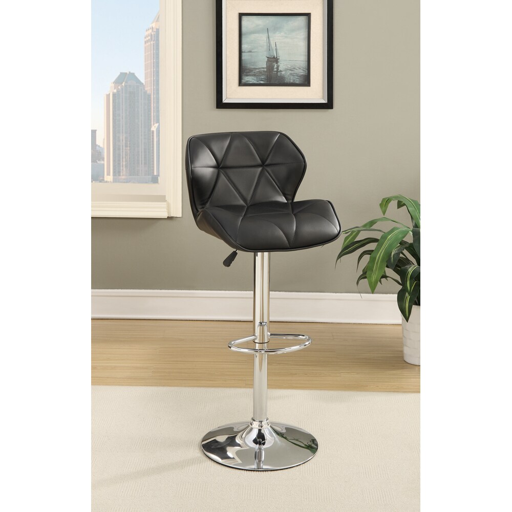 Poundex Barstool with Gaslight In Tufted Leather Black Set of 2- Saltoro Sherpi