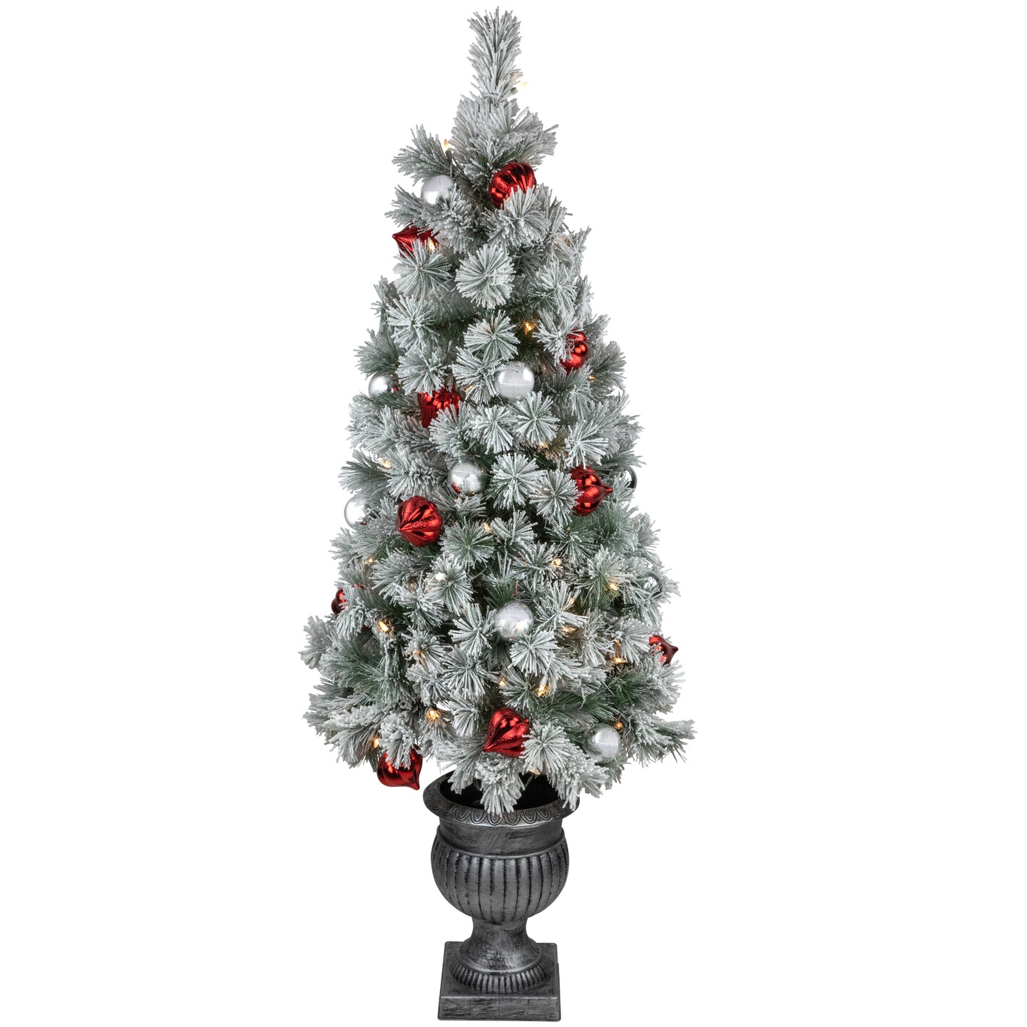 Northlight Pre-Lit Potted Snowy Bristle Pine Artificial Christmas Tree Clear Lights - 5'
