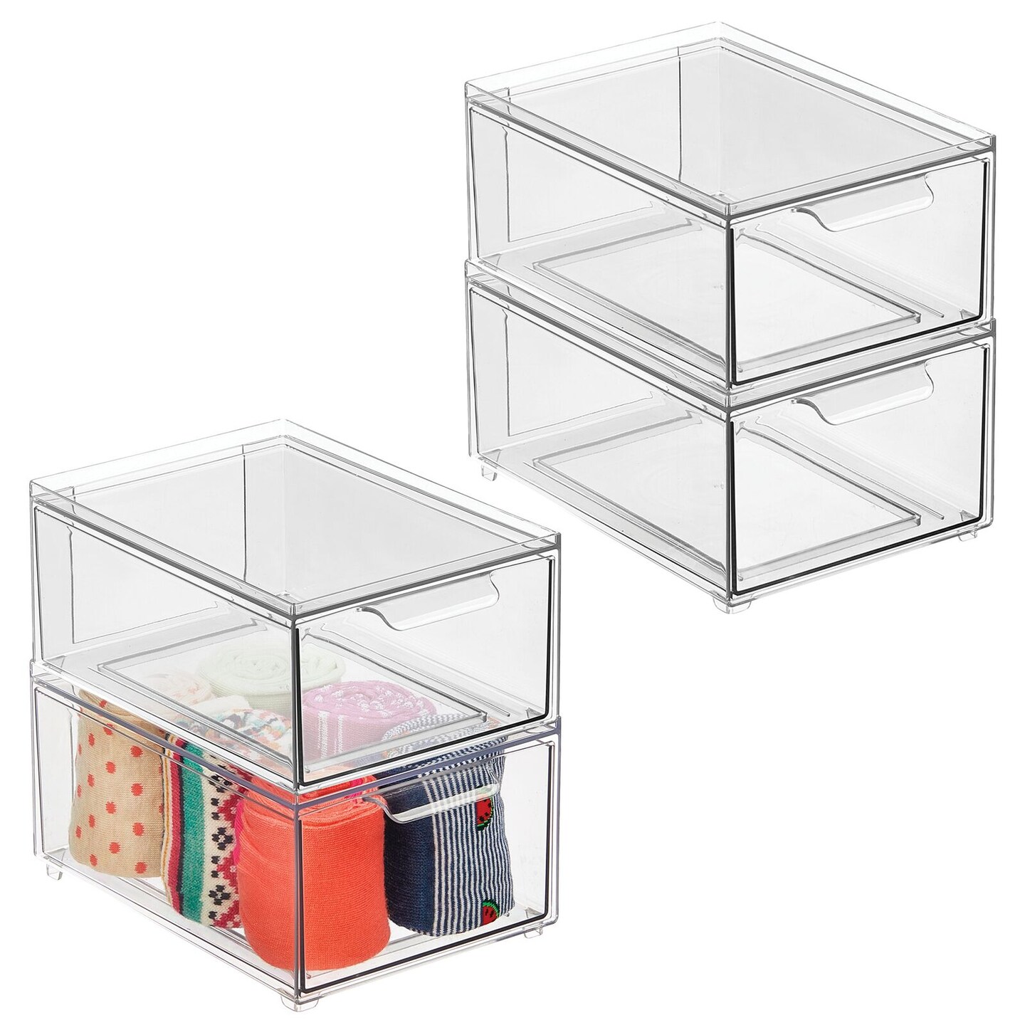 mDesign Plastic Stackable Closet Storage Organizer with Drawer - 4