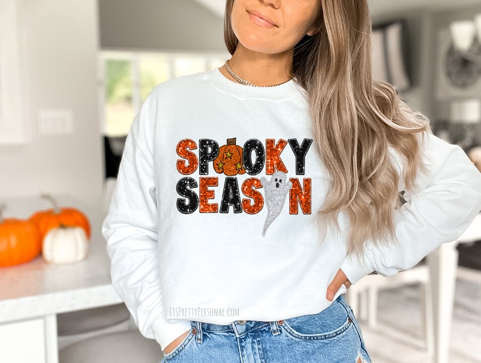 #256 DTF Print- Spooky Season- Faux Sequins