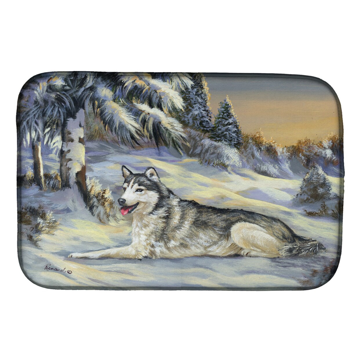 Caroline's Treasures Absorbent Dish Drying Mat for Kitchen Counter Siberian  Husky Winterscape Dish Drying Mat PPP3274DDM