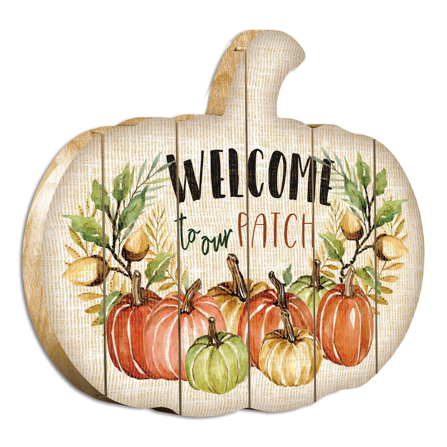 Welcome Pumpkin - By Artisan Cindy Jacobs Printed on Wooden Pumpkin Wall Art