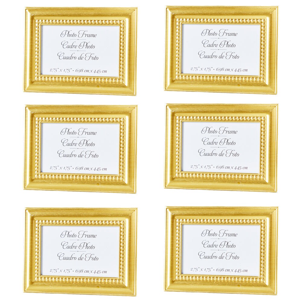 Beaded Gold Wall &#x26; Tabletop Picture Frames/Place Card Holder (Set of 6)