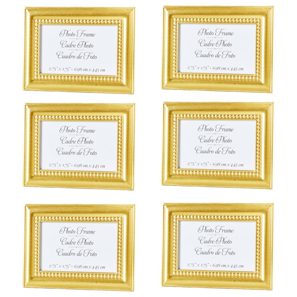Beaded Gold Wall & Tabletop Picture Frames/Place Card Holder (Set of 6)