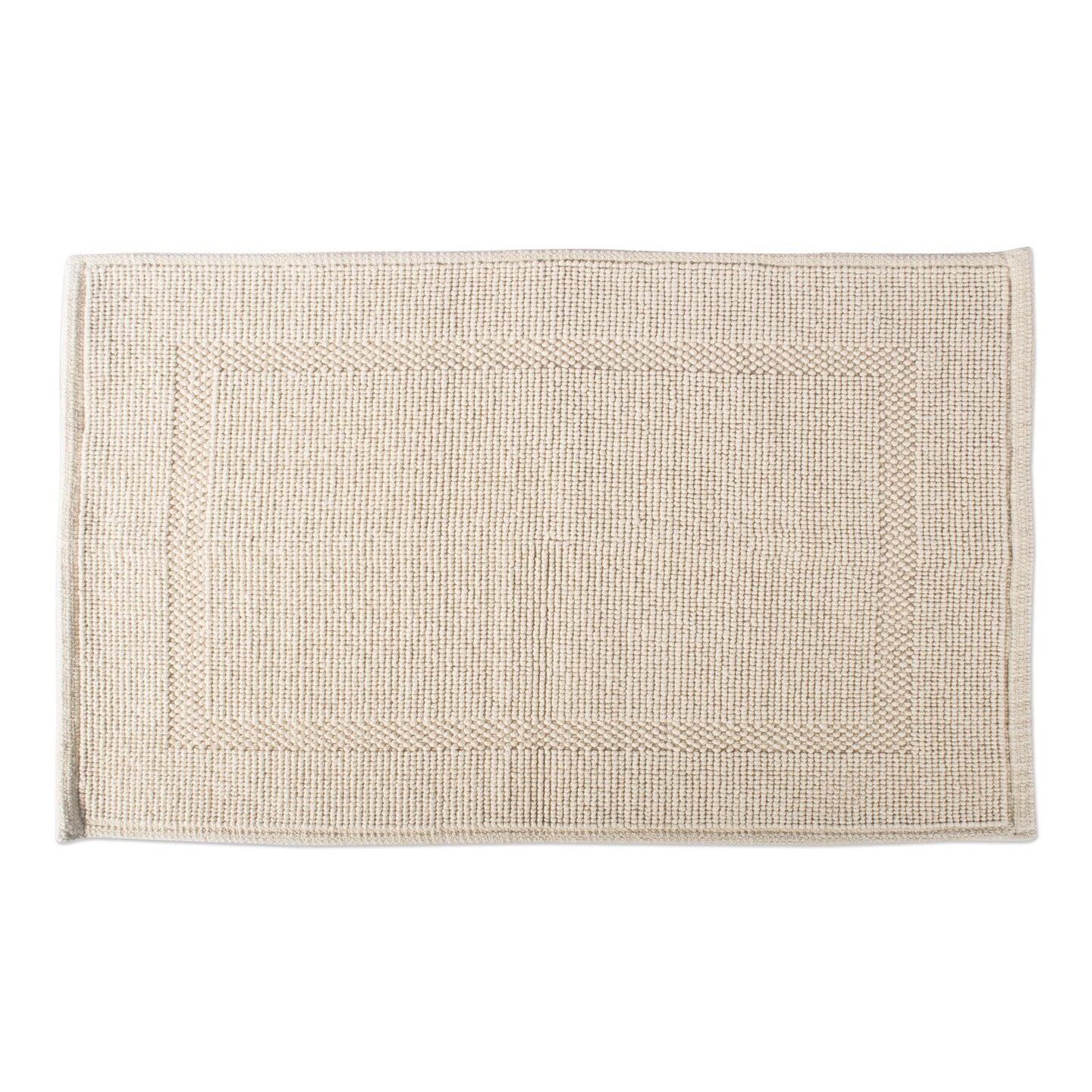 Contemporary Home Living 20&#x22; x 31&#x22; Beige Rectangular Jacquard Bordered Bath Mat