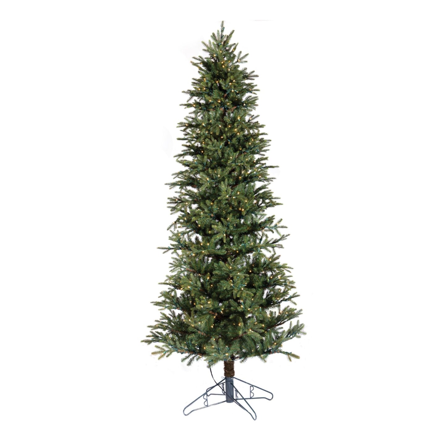Barcana 7.5' Pre-Lit Pencil Alaskan Deluxe Artificial Christmas Tree, Warm White LED Lights