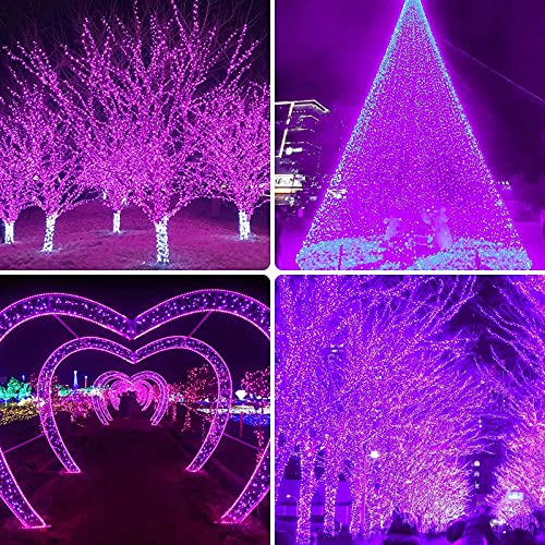 2-Pack Super-Long  Each 85FT Solar Halloween Lights Outdoor Waterproof, Upgraded Super Bright 8 Lighting Modes 480 LED Solar Outdoor String Lights for Halloween Decorations Party Garden Yard (Purple)