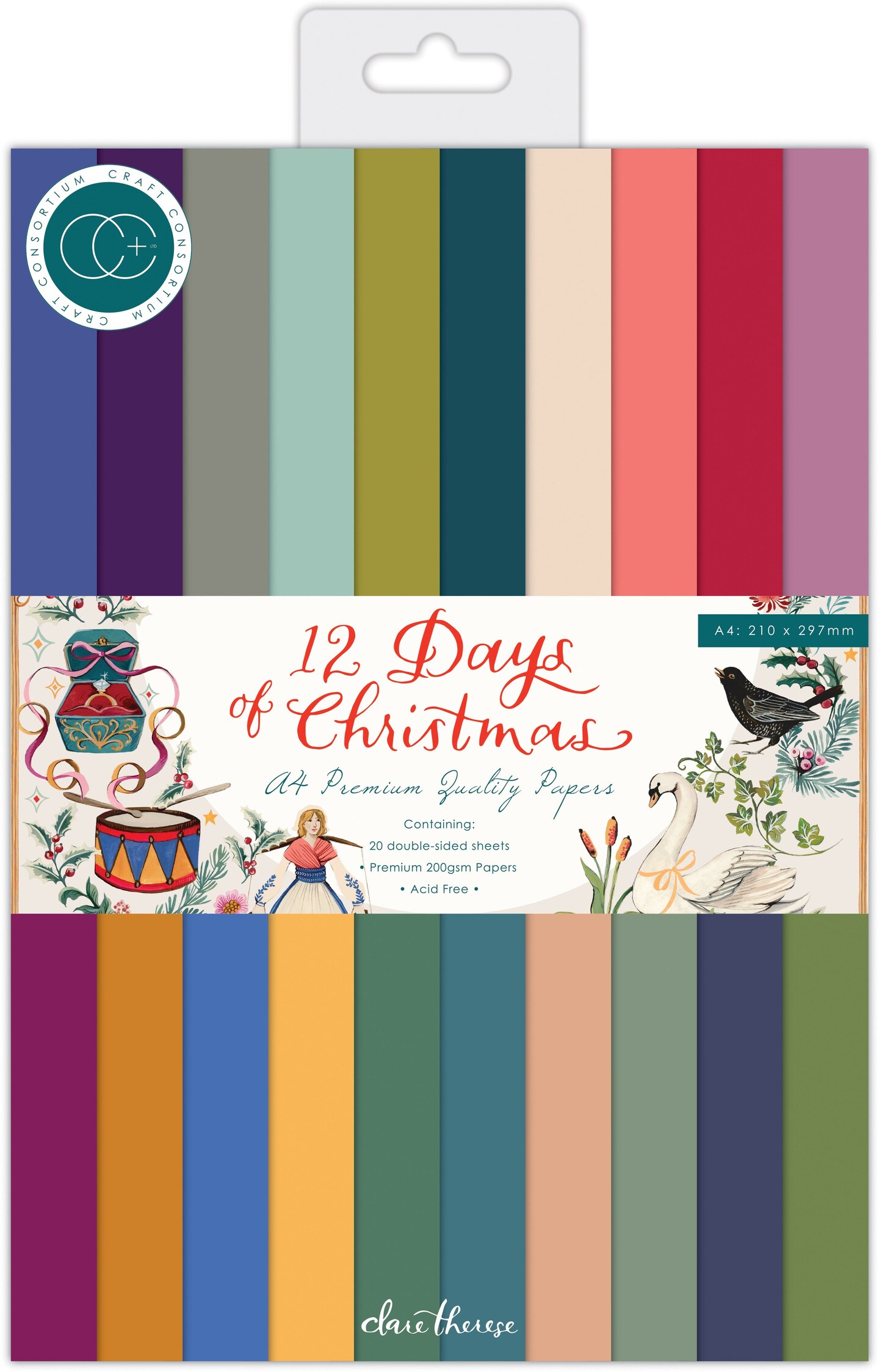 Craft Consortium Double-Sided Paper Pad A4 20/Pkg-12 Days Of Christmas