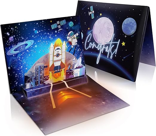 Fitmite Space Musical &#x26; Light 3D Pop-Up Congratulations Greeting Card