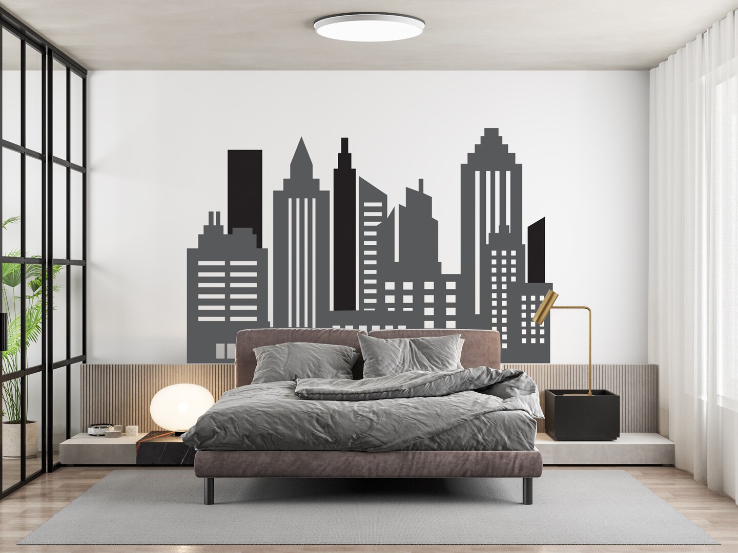 Large City Skyline Decal, Travel Decals, Metropolitan Decor, Hero ...