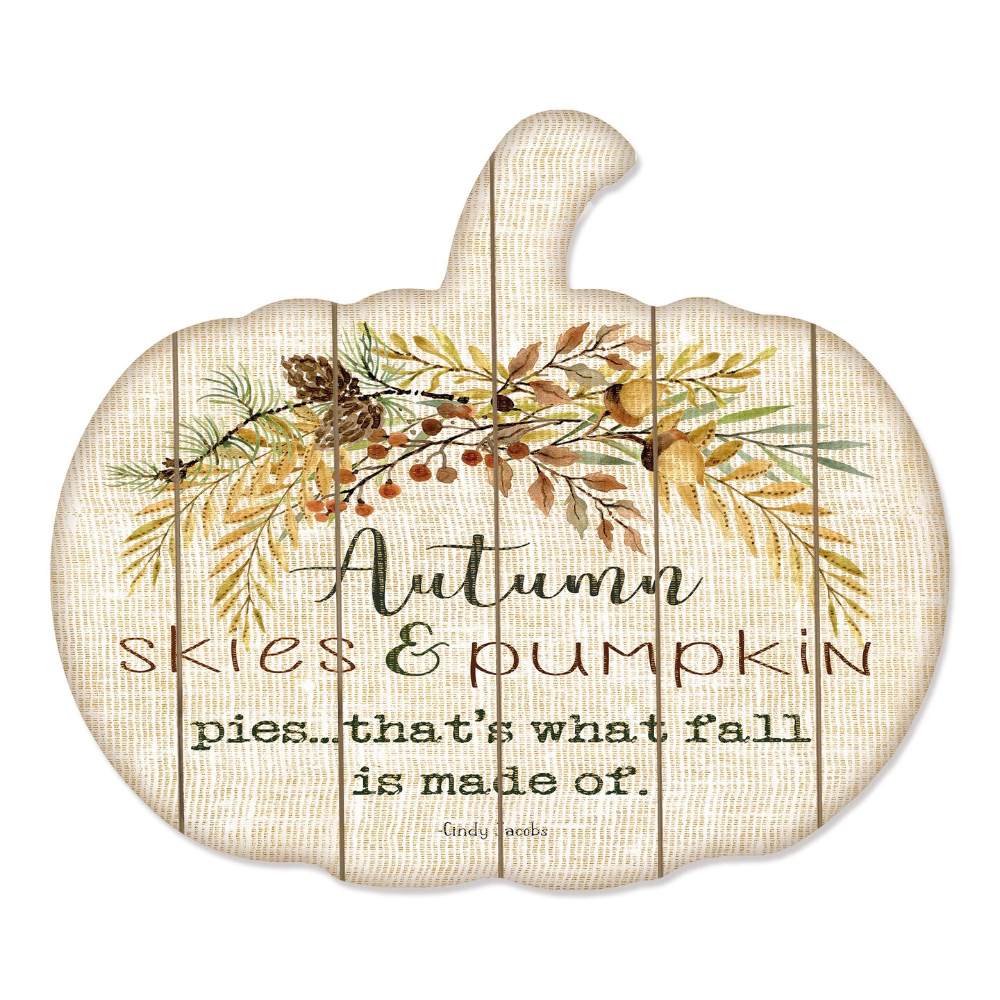 Autumn Skies - By Artisan Cindy Jacobs Printed on Wooden Pumpkin Wall Art
