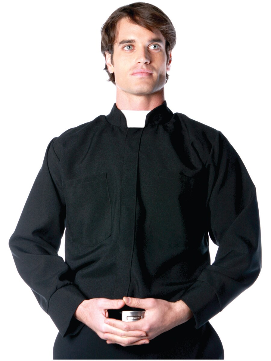 Men&#x27;s Long Sleeve Priest Costume Shirt