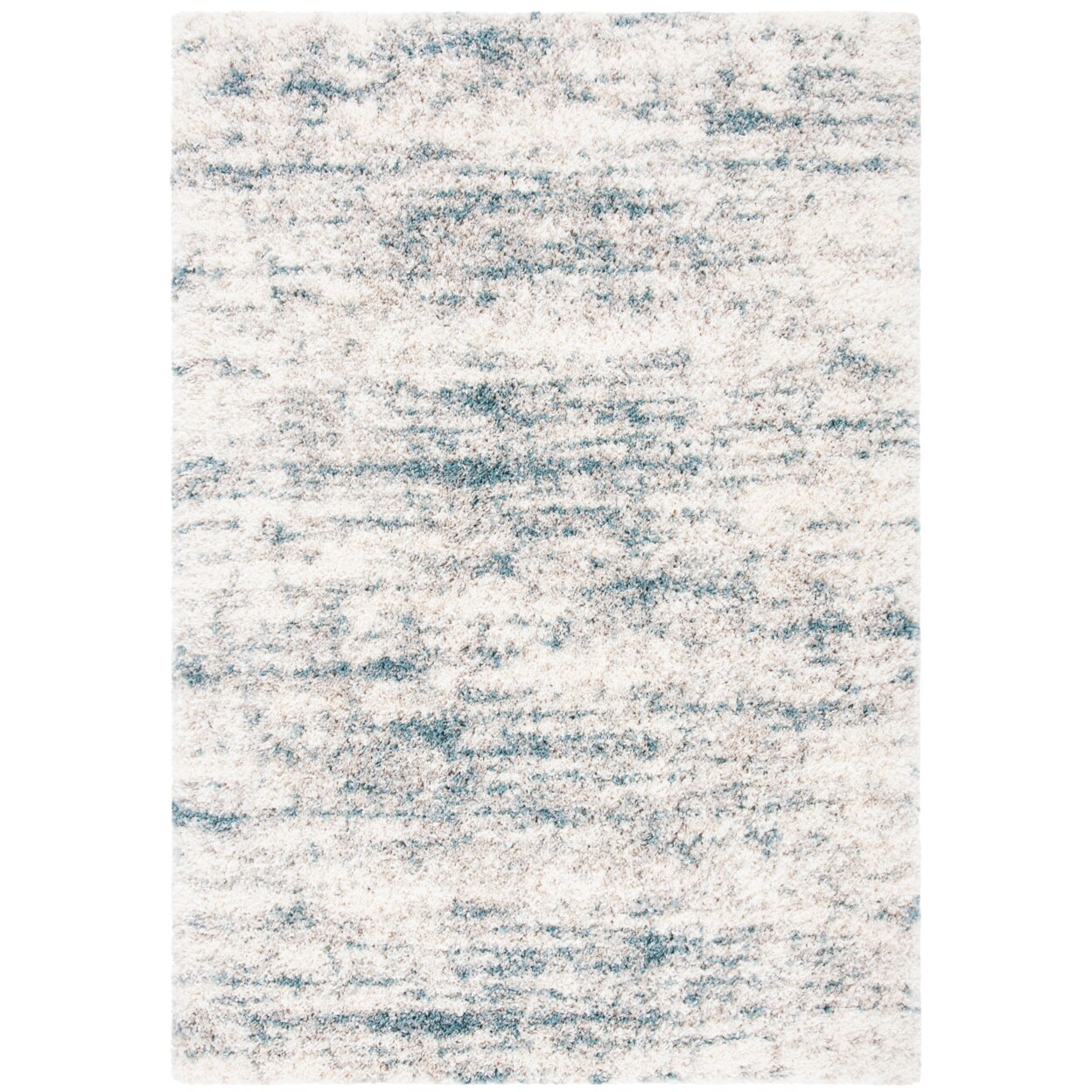 Safavieh Fontana Shag Collection Fnt873A Ivory / Teal Rug Area Rug Carpet Shag