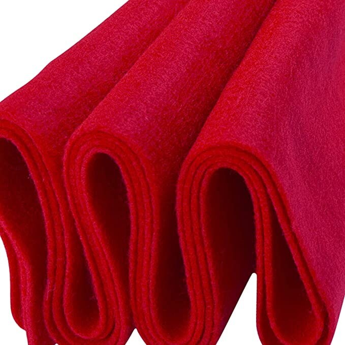 FabricLA Craft Felt Fabric - 18 X 18 Inch Wide & 1.6mm Thick Felt Fabric  - Red 402 - Use This Soft Felt for Crafts - Felt Material Pack