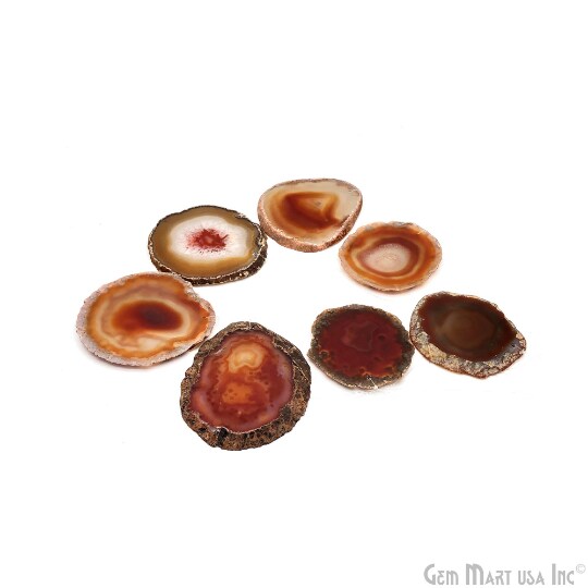 Red Agate Coasters, Drinkware Coasters, Agate Slice Home Décor, Agate Canvas, GemMartUSA (RDCO-58020)