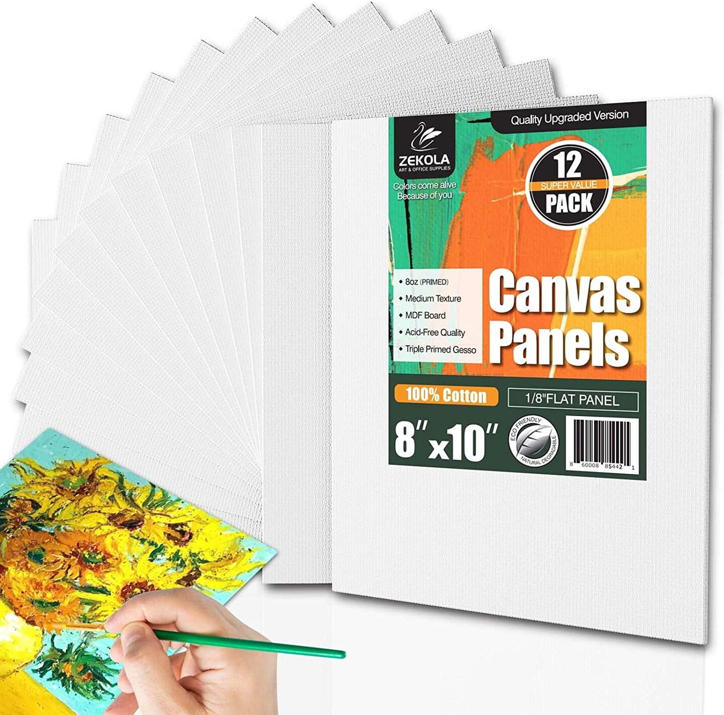 Buy Canvas Boards for Painting 12 Pack - 8 inch x 10 inch Artist