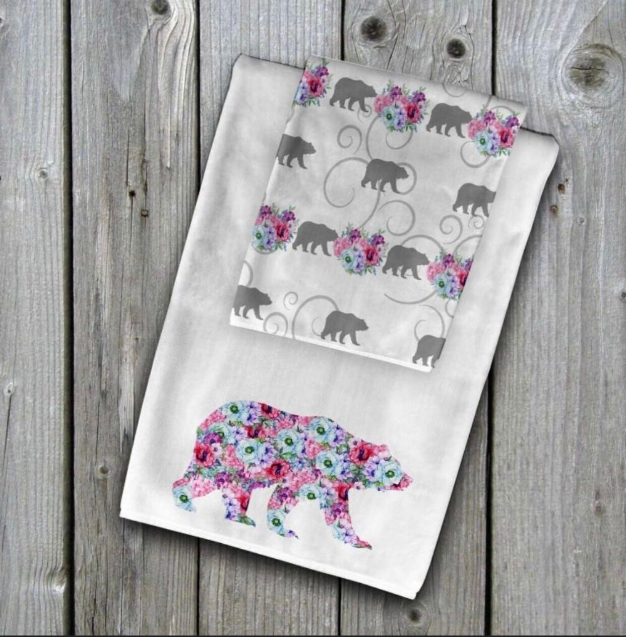 Title: Charming Bear Floral Kitchen Towels - Bring Nature's Beauty to Your  Kitchen