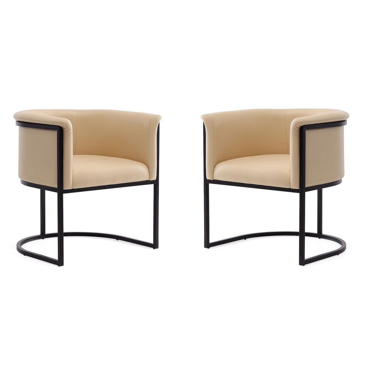 Manhattan Comfort Bali Tan and Black Faux Leather Dining Chair (Set of 2)