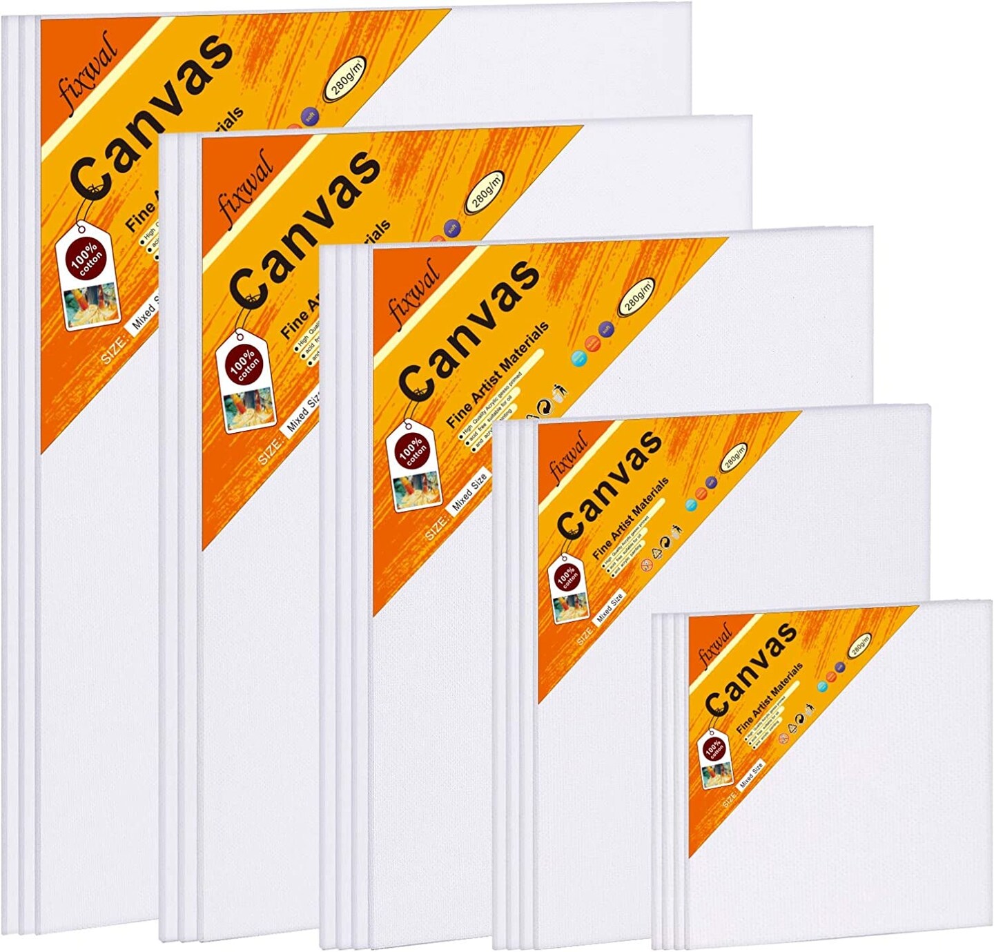 18 Pack Canvases for Painting Art Canvas Boards Canvas Panels Multipack,  4X4, 5X7, 8X10, 9X12, 11X14 Inches, 3Mm Thickness Canvas Value Multi Pack  for Acrylic Pouring, Oil Paint Art