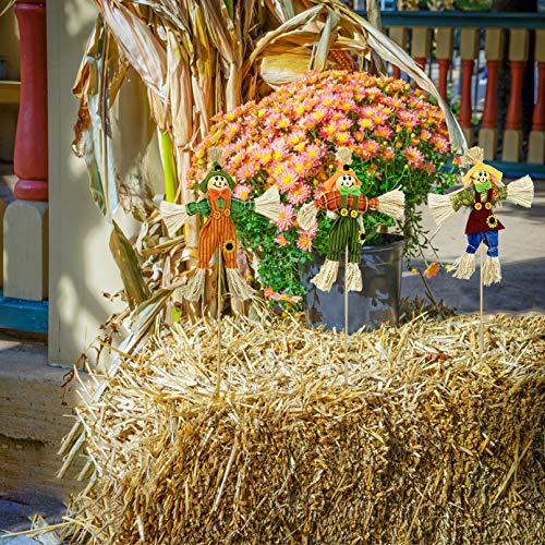 EBaokuup 10 PCS Halloween Scarecrow Decoration - 11.8 Inch Fall Harvest Scarecrow Thanksgiving Scarecrow Fall Harvest Standing Scarecrow Decor for Autumn, Halloween, Garden, Yard Decoration