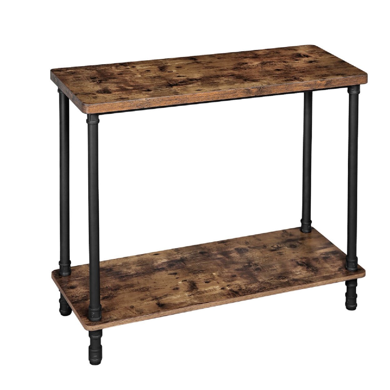 Saltoro Sherpi Wood and Metal Frame Console Table with Open Bottom Shelf, Rustic Brown-