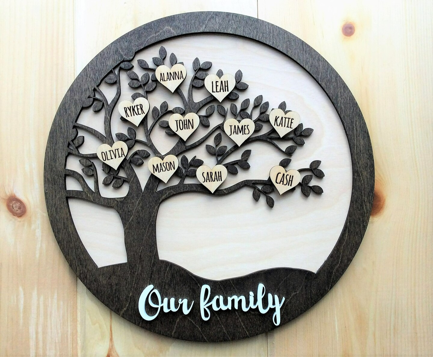Personalized Family Tree Sign, Our Family Tree Wooden Wall Art, Family Names Sign 242547203715072001