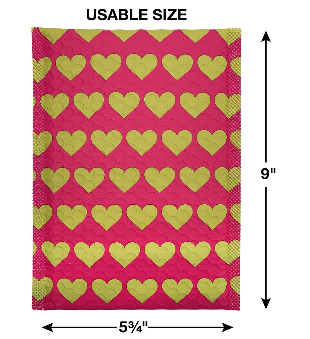 Great Papers! Mailer, Bubble, Pink with Gold Hearts, Poly Tear and Moisture Resistant, 6" x 9", 25 count