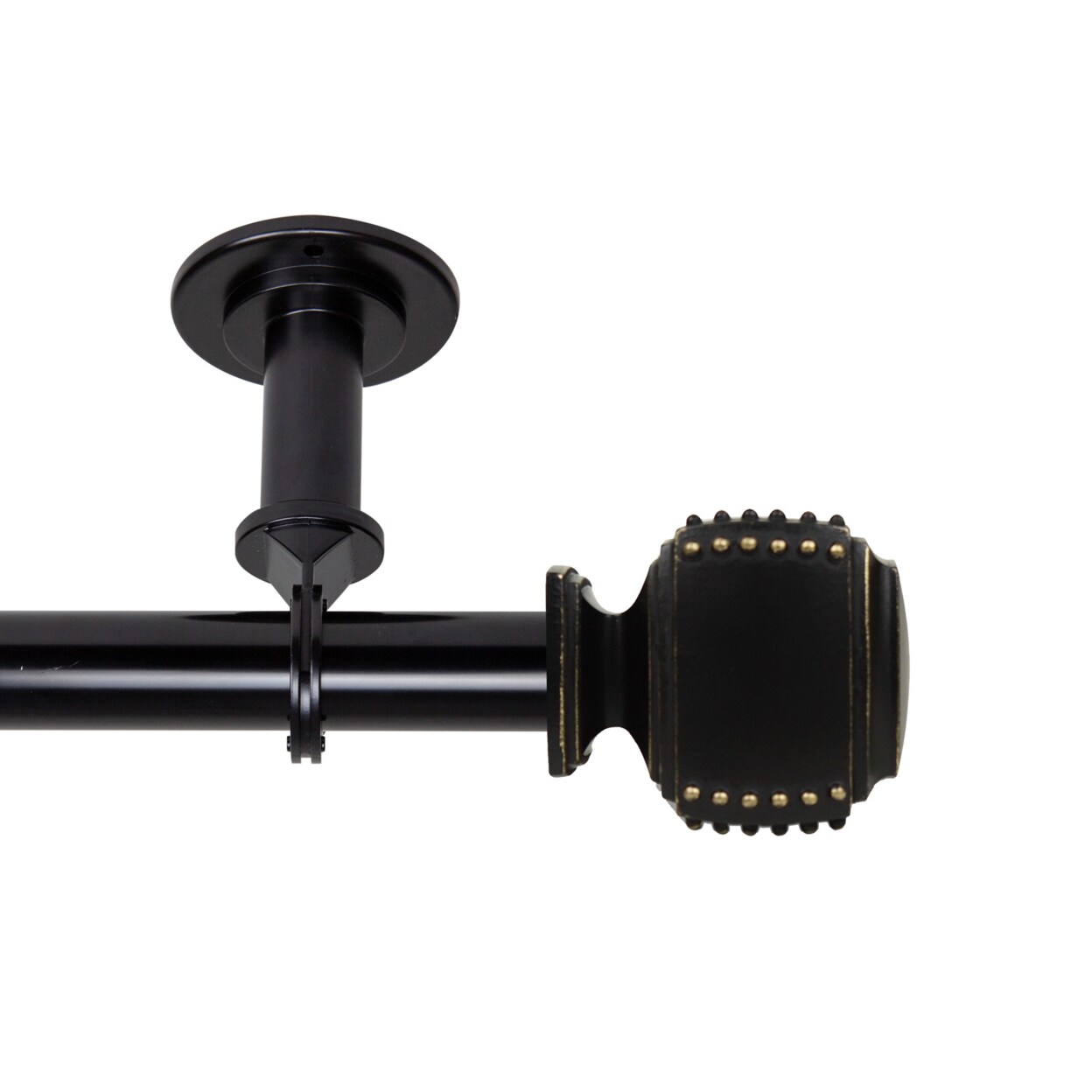 Hermosa Home   Floyd 1&#x22; Ceiling Curtain Rod, Room Divider 28-48 Inch - Black
