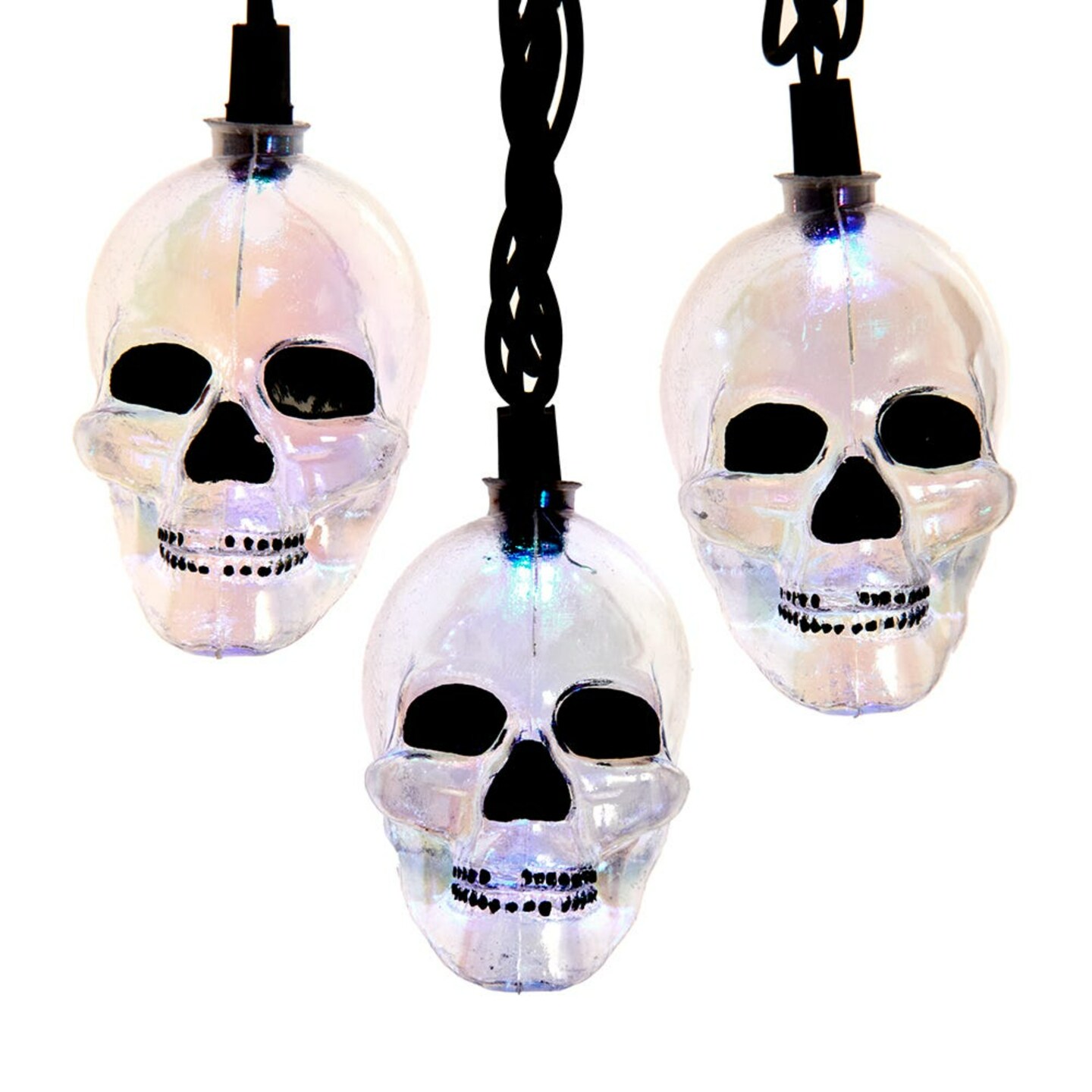 KSA Set of 10 Multicolor Glitter Skull Halloween Lights 12&#x27;