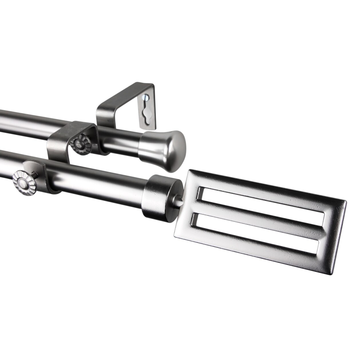 Rod Desyne Home Window Decorative Sterling Double Curtain Rod 120-170 inch - Satin Nickel