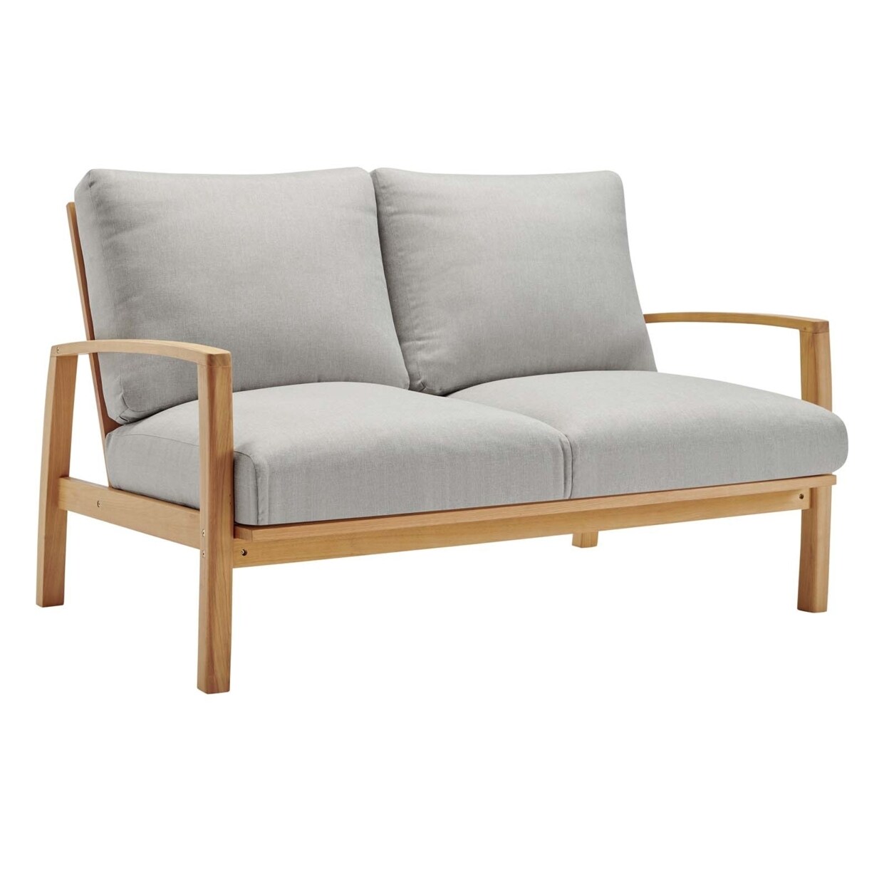 Modway Orlean Outdoor Patio Eucalyptus Wood Loveseat-EEI-3697-NAT-LGR