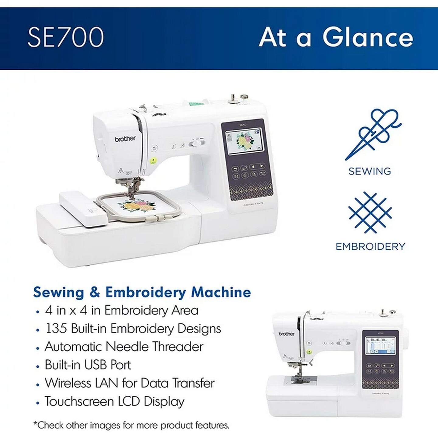 Brother SE700 Embroidery & Sewing Machine w/ Embroidery Kit Bundle