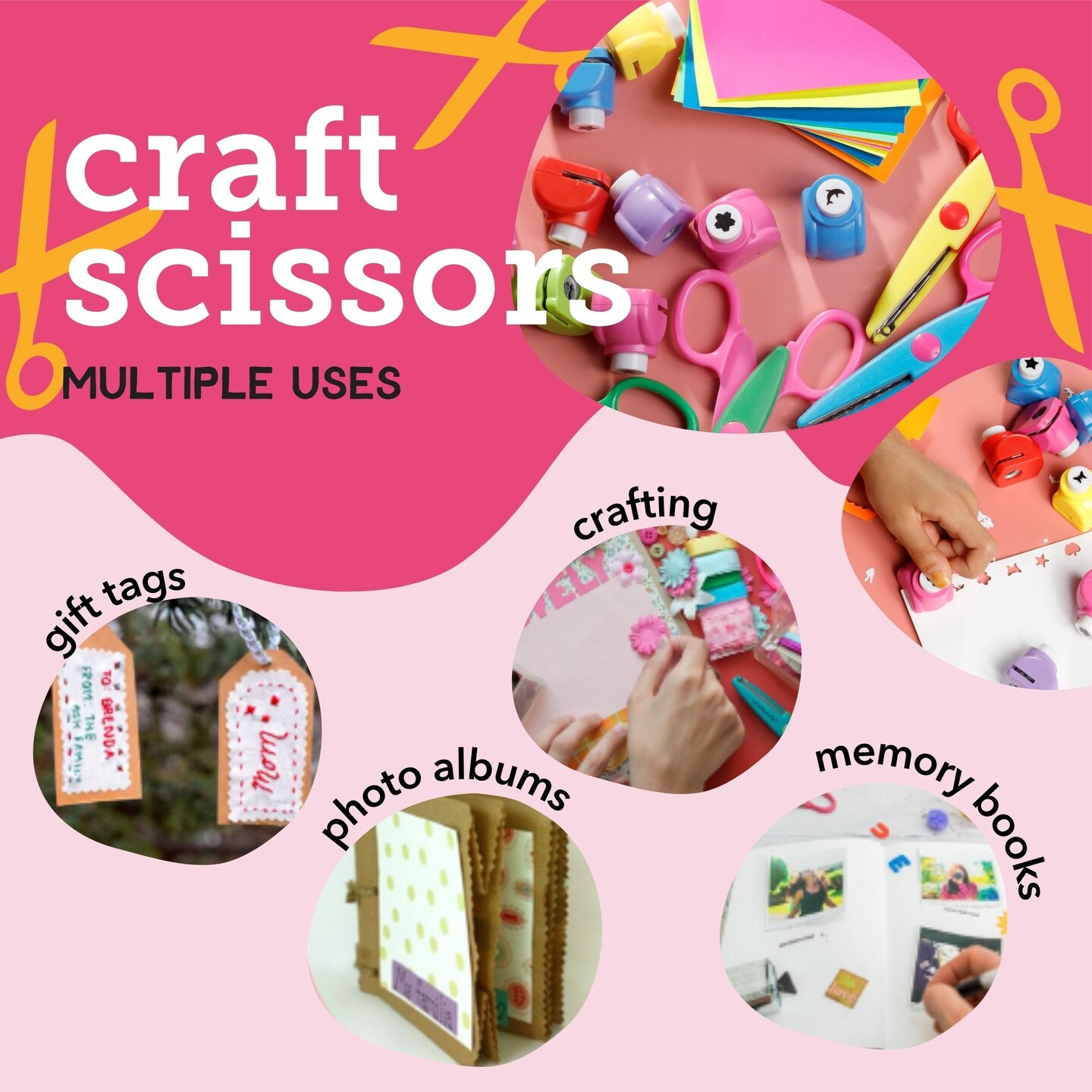 Outus DIY Craft Supplies Set, 10 Pieces Mini Paper Craft Hole Punch Shapes,  6 Pieces Decorative Paper Edge Creative Scissors, 10