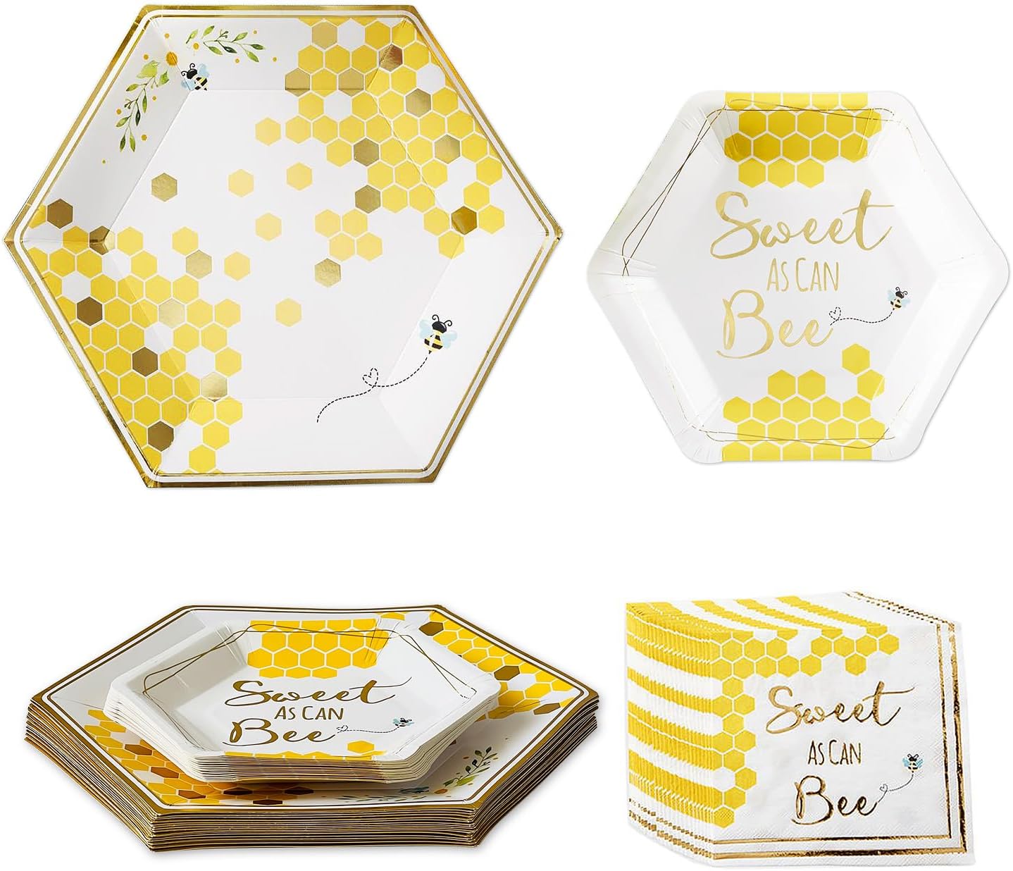 Kate Aspen Sweet as Can Bee 62 Piece Party Tableware Set (16 Guests)