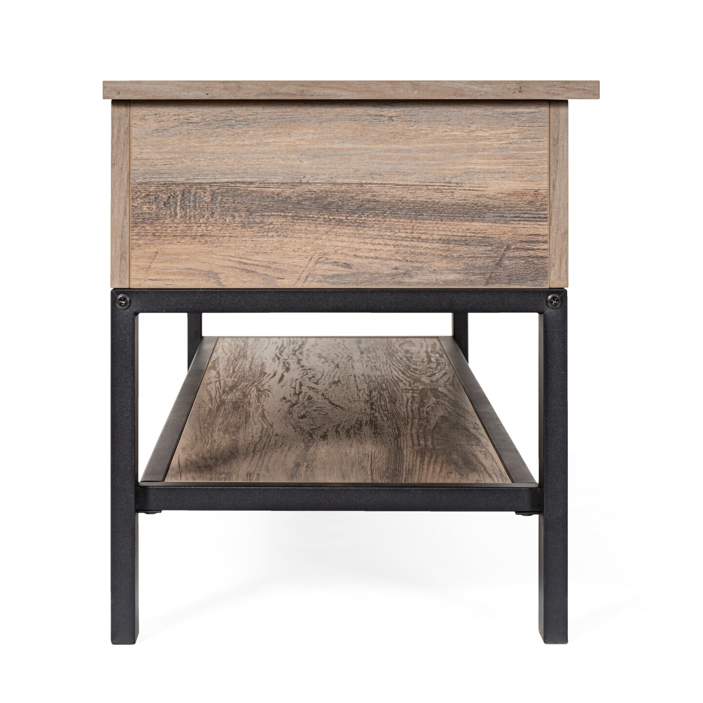 Merrick Lane Green River Rustic Farmhouse Entryway Bench with Bottom Storage Shelf